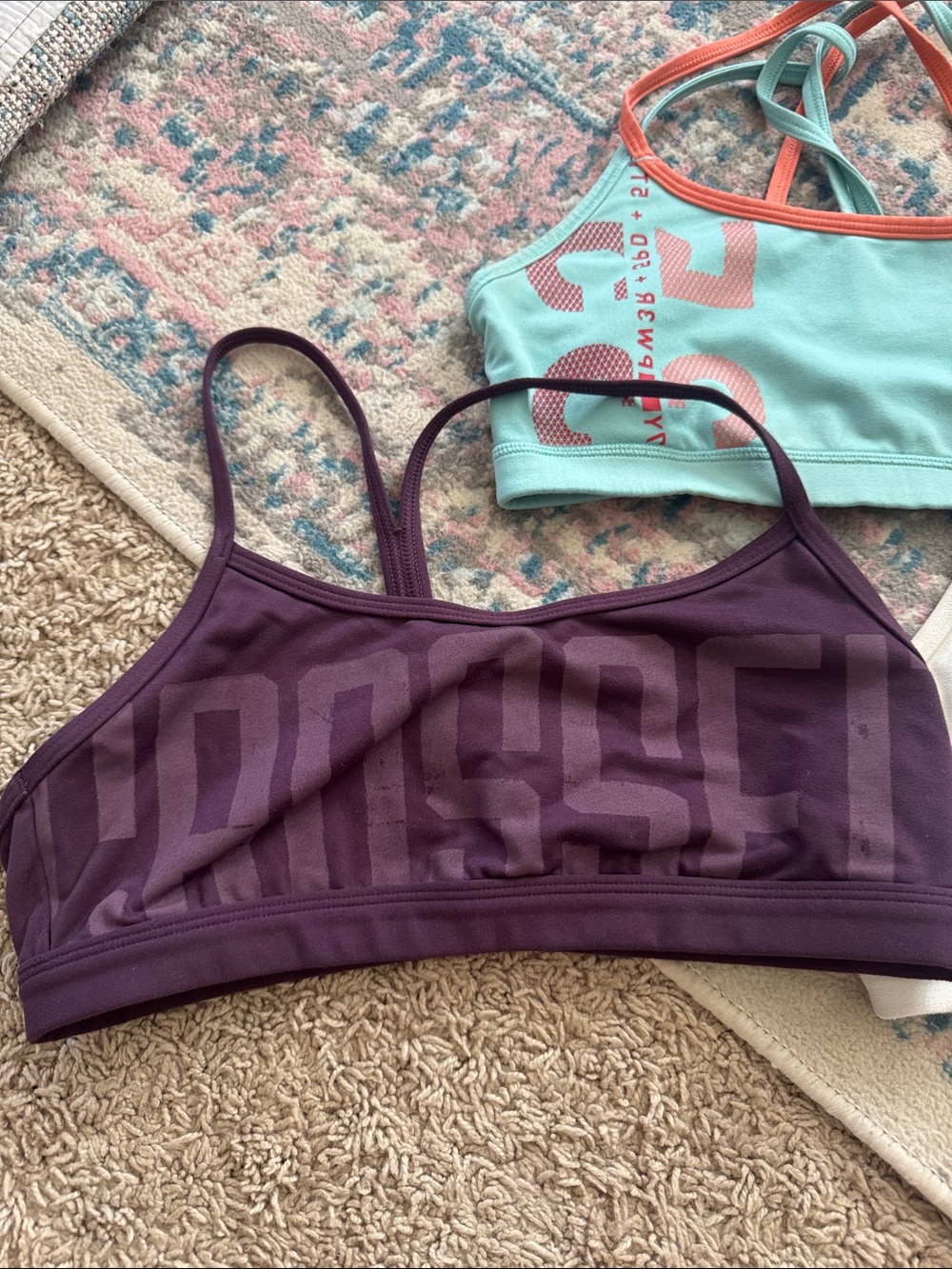 Reebok Women's Sports Bra Pack - Purple, Aqua, Coral, White & Yellow - Picture 2 of 6
